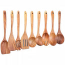 Axyaa Wood Kitchen Utensil Set - Skimmer Spoons, Salad Scoop, Non-Stick Colander
