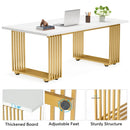 Axyaa Executive Desk with Gold Metal Legs, 70.9" Wooden Computer Workstation