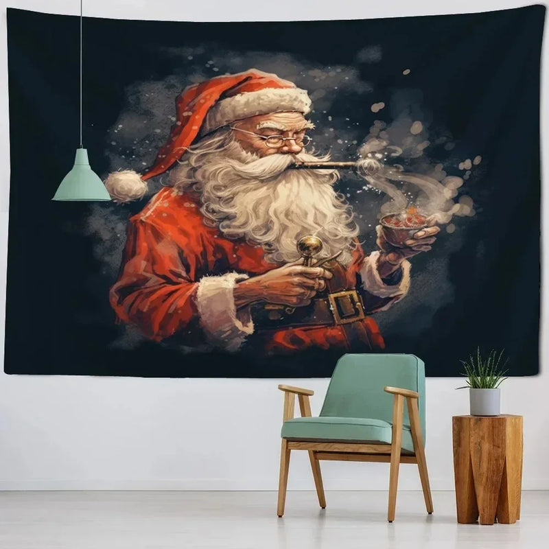 Axyaa Christmas Santa Claus Tapestry Background Cloth for Family Living Room Wall Decoration
