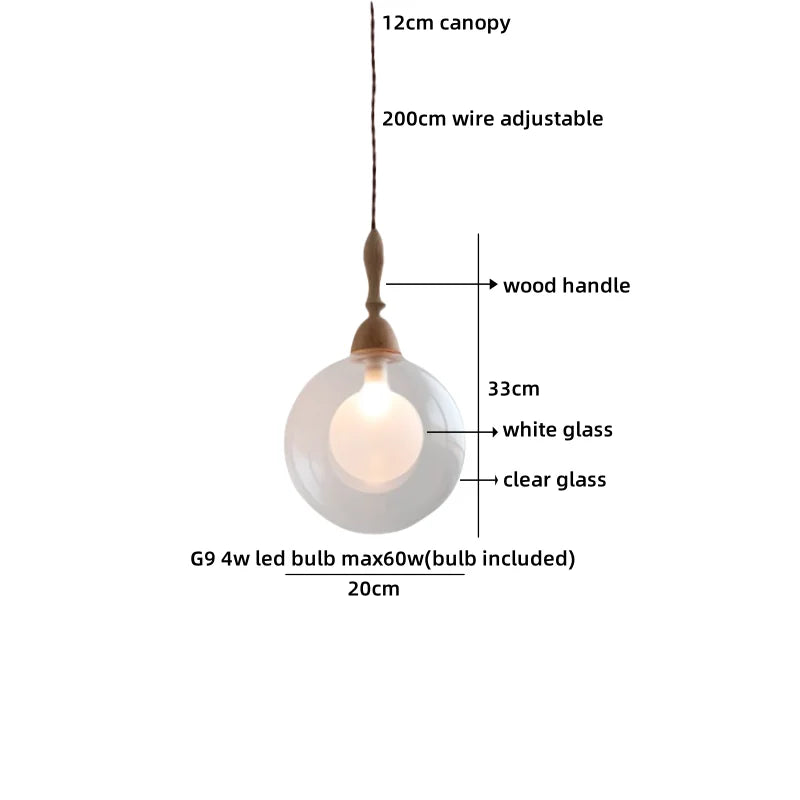 Axyaa White Glass Pendant Light for Bedroom Living Dining Room Chandelier LED Hang Lamp