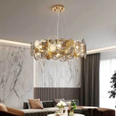 Gold Crystal Chandelier Ring Pendant LED Lamp for Luxe Living Room by Axyaa
