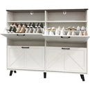 Axyaa Shoe Storage Cabinet with 4 Flip Drawers and Open Shelves