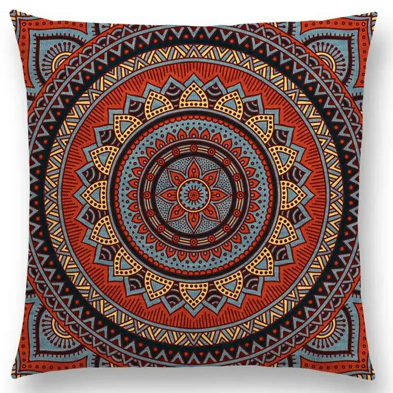 Axyaa Boho Rainbow Mandala Pillow Case Sun Moon Flowers Dream Fantasy Cover