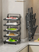Axyaa Kitchen Foldable Side Dish Rack | Expandable Microwave Shelf & Tray Organizer