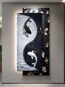 Axyaa Tai Chi Koi Foyer LED Wall Lamp - Modern Hanging Painting for Entrance