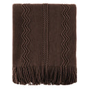 Axyaa Caramel Knit Throw Blanket for Bed Couch Chair Plaid Lightweight Home Decor