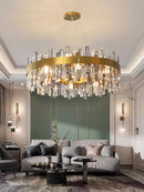 Axyaa Luxury Crystal LED Pendant Chandelier for Living Room Decor