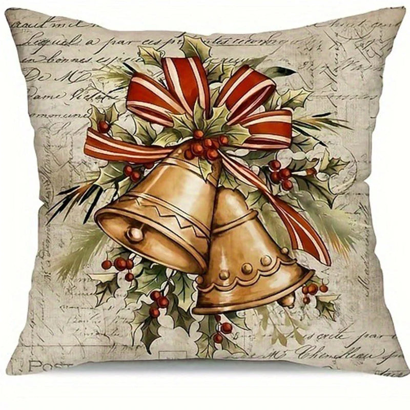 Axyaa Retro Farmhouse Santa Claus Pillowcase - Festive Sofa Cushion Cover