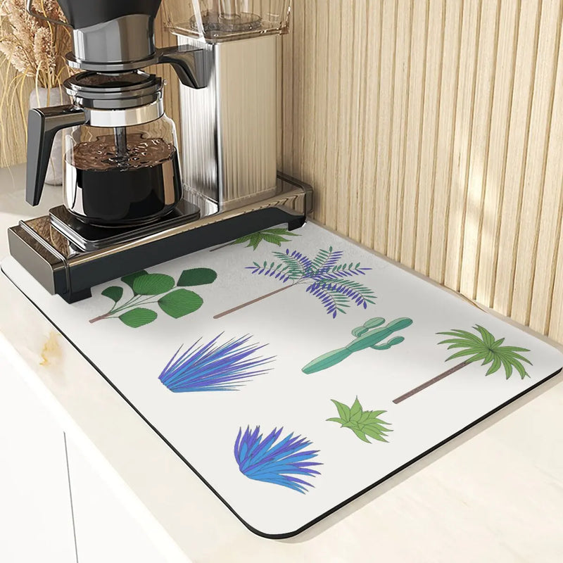 Axyaa Silicone Dish Mat, Flowers Pattern Absorbent Drying Mat for Kitchen Essentials