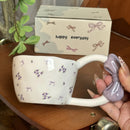 Axyaa Cute Cat Ceramic Coffee Mug with Large Handle and Knotbow Decor - 10oz