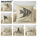 Axyaa Octopus Personality Linen Pillowcase for Marine Life Sofa Decoration