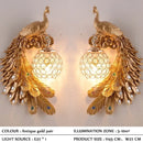Axyaa Peacock Wall Lamp: Retro Golden Color for Living Room, Bedroom, Restaurant, Bar.