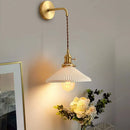 Axyaa Nordic LED Wall Light Copper Ceramic Adjustable Bedroom Living Room Lamp