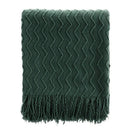 Axyaa Orange Knit Throw Blanket with Tassels - Lightweight & Decorative Fall Plaid Blanket