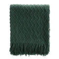 Axyaa Knitted Orange Throw Blanket with Tassels - Lightweight Fall Decor Blanket