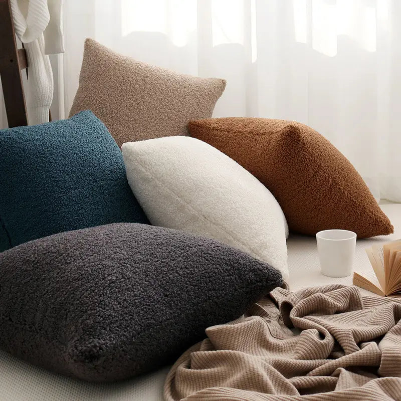 Axyaa Soft Plush Corduroy Throw Pillow Covers for Sofa Couch and Bedroom