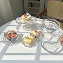Axyaa Retro Heart Glass Plate Set - Korean Ins Style Breakfast Dessert Cake Plate