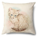 Axyaa Cartoon Kitty Cat Linen Pillowcase for Bed, Couch, and Sofa Décor