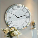 Axyaa Crushed Diamond Wall Clock with Crystal Diamond Edge, Roman Numerals