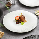 Axyaa Frosted Striped Ceramic Shallow Plate - Creative Tableware for Molecular Cooking