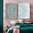 Axyaa Bohemian Mandala Blue Wall Art Canvas Painting for Home Decor