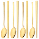 Axyaa 8-Piece Black Stainless Steel Cutlery Set with Sushi Sticks and Korean Chopsticks