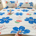 Axyaa Natural Latex Summer Mat Set with Silk Thicken Bed Pad, Pillowcase & Ice Silk Sheet