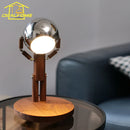 Axyaa Moon Penalty Desk Lamp - USB Rechargeable Solid Wood, Dimmable Bedside Light