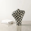 Axyaa Geometric Diamond Ceramic Vase: Handcrafted Home Decor Flower Arrangement Accessory