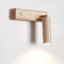 Axyaa LED Wall Light Indoor Up Down Rotate Yellow Travertine Wood Reading Lamp
