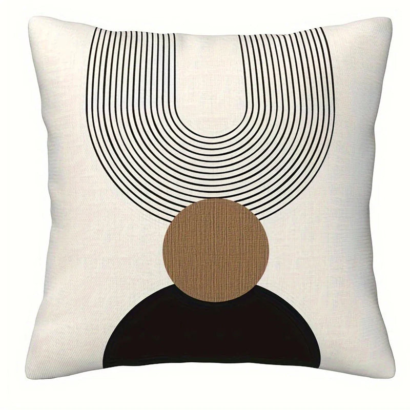 Geometric Round Line Pattern Pillow Cover for Modern Minimalist Home Decor