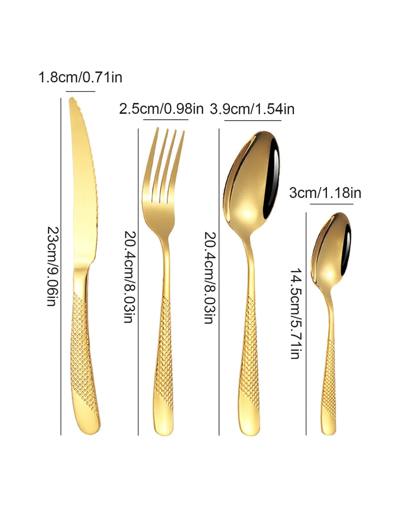 Axyaa 24pc Stainless Steel Tableware Set in Star Color Box - Family Pack