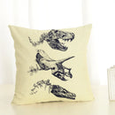 Axyaa Dinosaur Print Cotton Linen Pillowcase for Home Decor