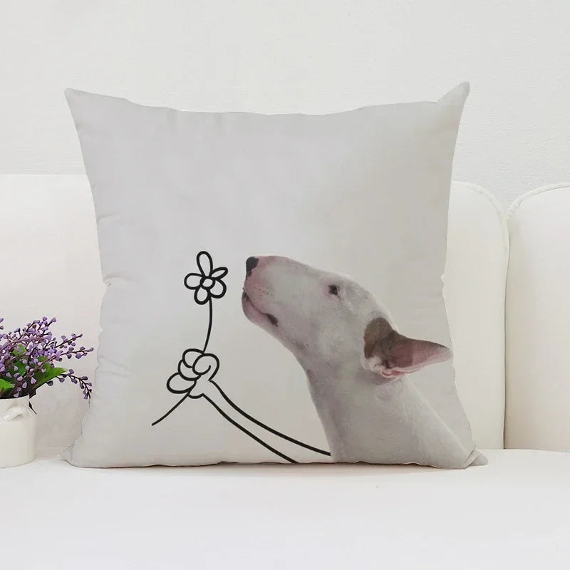 Bull Terrier Art Anime Pillow Cover 40x40 Axyaa Home Decor Throw Pillow