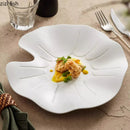 Axya Ceramic Lotus Leaf Plate: Restaurant Dessert Snack Salad Molecular Cooking Tableware