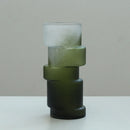 Axyaa Matte Green Bamboo Joint Glass Vase Geometric Terrarium Home Decoration