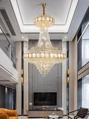Axyaa Gold Crystal Chandelier: Luxe LED Hanging Lamp for Home Decor