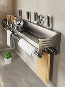 Axyaa Stainless Steel Kitchen Shelf Rack for Seasoning and Knife Storage