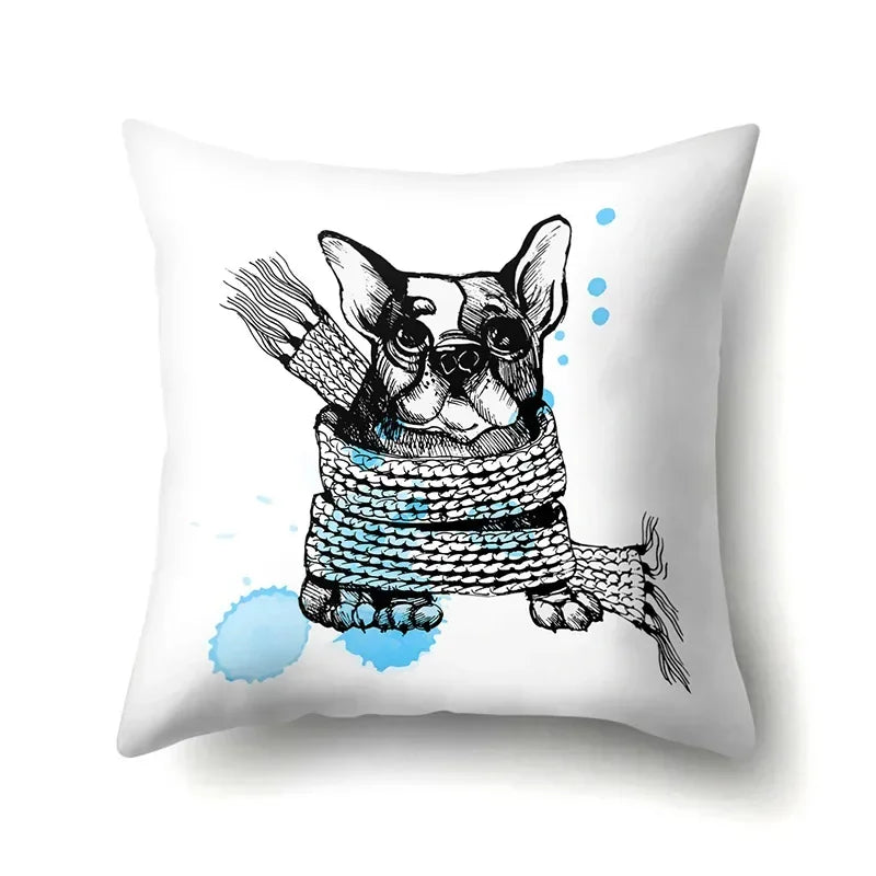 Axyaa Cartoon Animals Plush Cushion Cover 45x45cm Cute Cats and Dogs Pillowcase