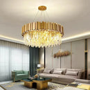 Axyaa Modern Gold LED Crystal Chandelier for Living & Dining Room