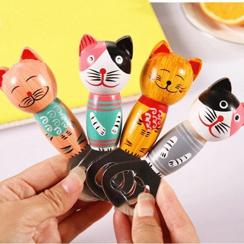 Axya Creative Balinese Cat Wood Beer Bottle Opener Refrigerator Magnet