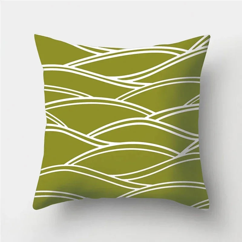 Army Green Geometric Printed Pillowcase by Axyaa for Living Room and Bedroom Decor