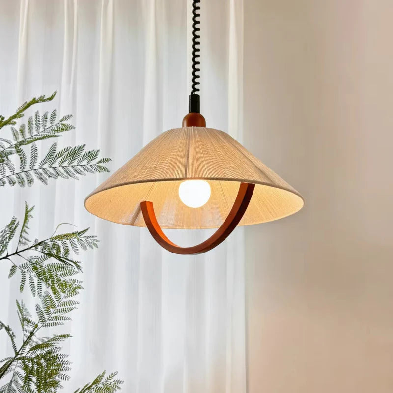 Wood Pendant Chandelier by Axyaa: Retro Japan Style Hanging Lamp for Rustic Room Decor