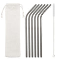 Axyaa Stainless Steel Straws Set 6Pcs with Cleaner Brush - Reusable Eco-Friendly Drinkware