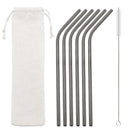 Axyaa Stainless Steel Straws Set 6Pcs with Cleaner Brush - Reusable Eco-Friendly Drinkware