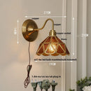 Axyaa Green Glass LED Wall Sconce with Copper Knob Switch