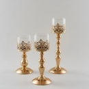 Axyaa Retro Wrought Iron Candlestick Glass Candle Holder Wedding Decoration