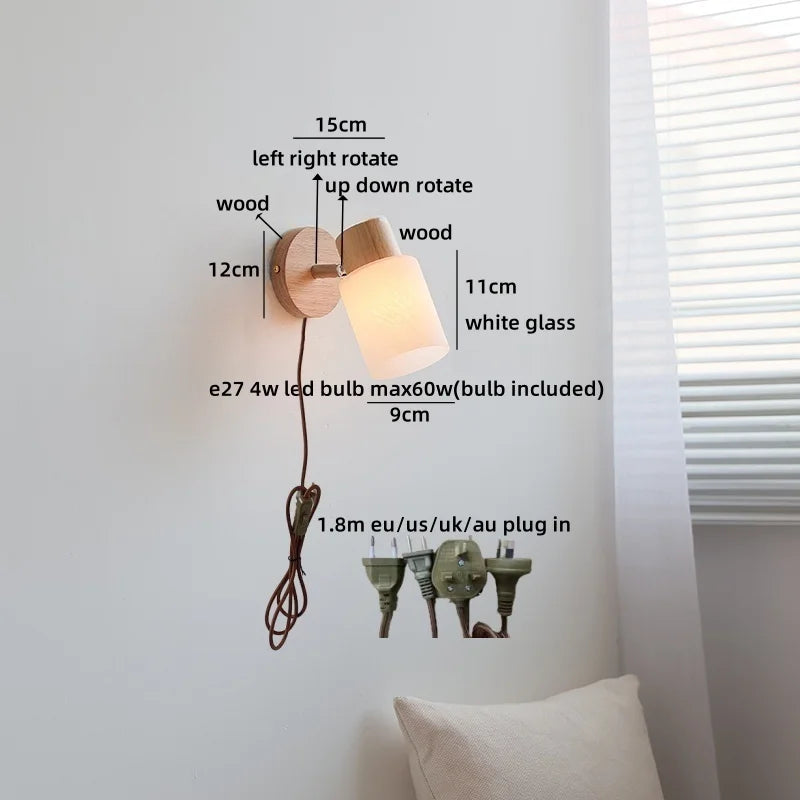 Axyaa Nordic LED Wall Sconce, Rotating White Ceramic Light for Home Decor