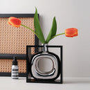Silver Ceramic Vase Frame for Home Decor by Axyaa