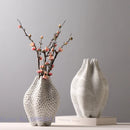Axyaa Ceramic Dot Pattern Vase Hollow Out Handmade Abstract Geometric Home Decor